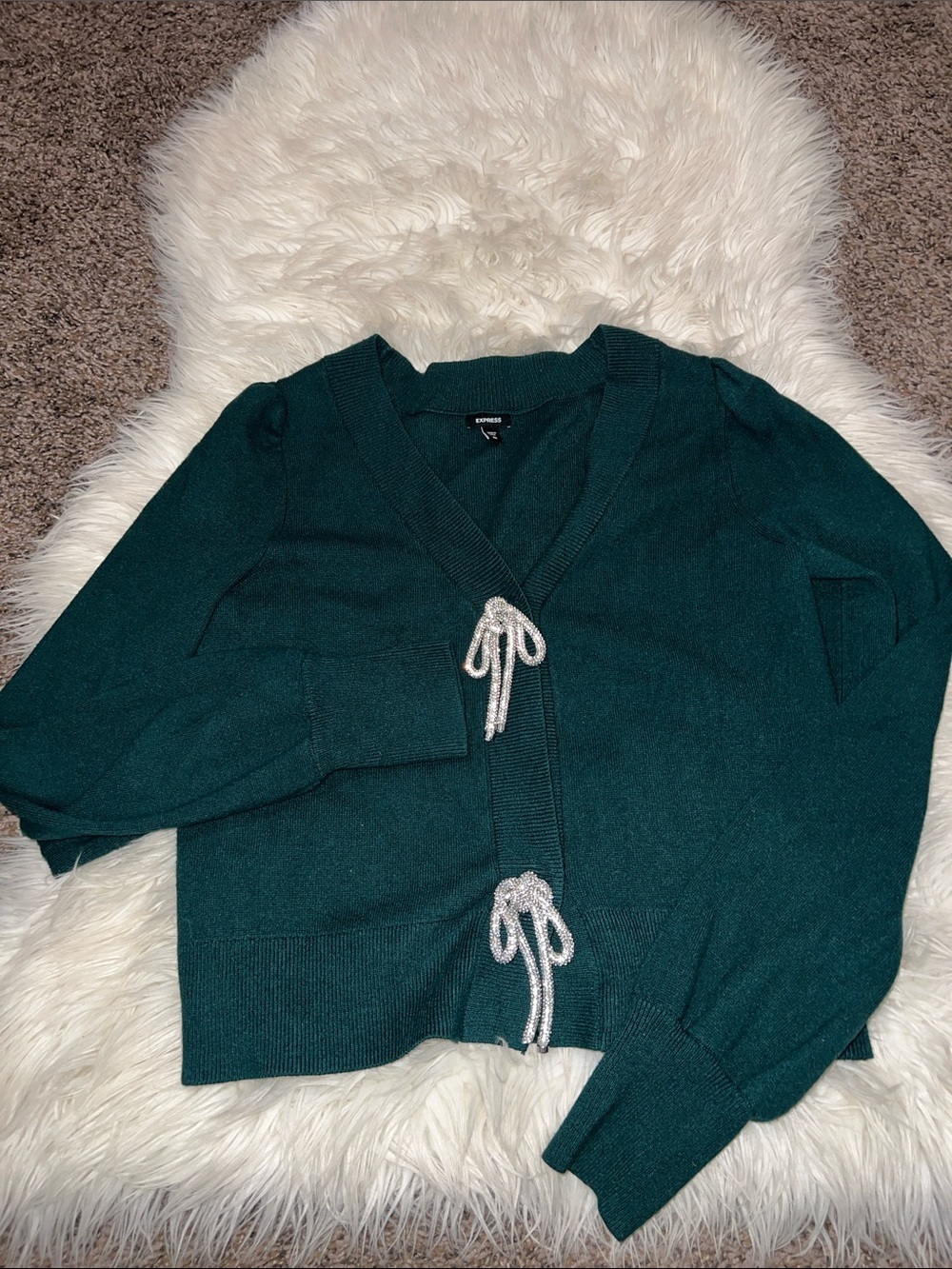 Express Deep Teal Tie-Front Women's Cardigan